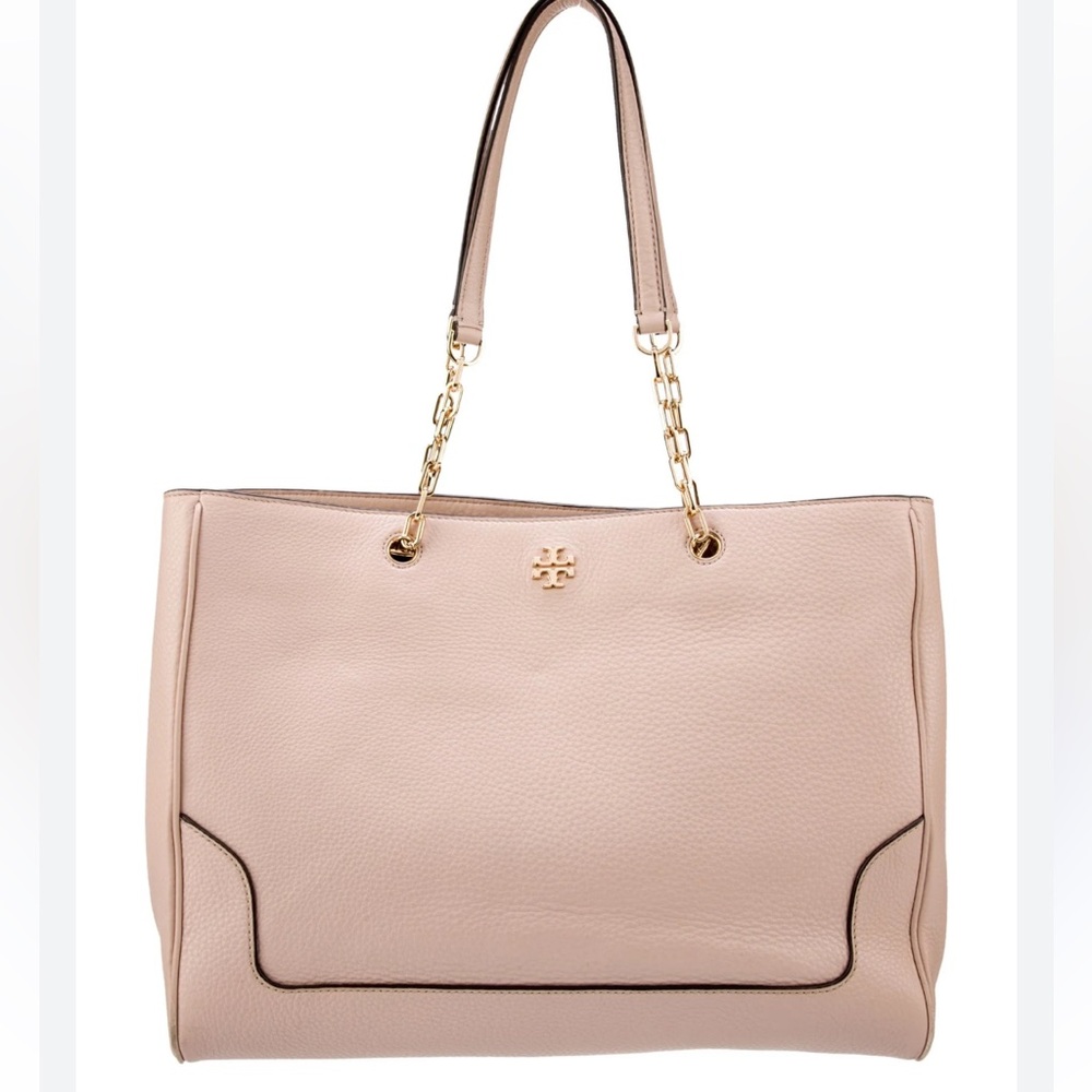 Tory Burch Carter Tote Nude Pink Pebbled Leather - Picture 2 of 10